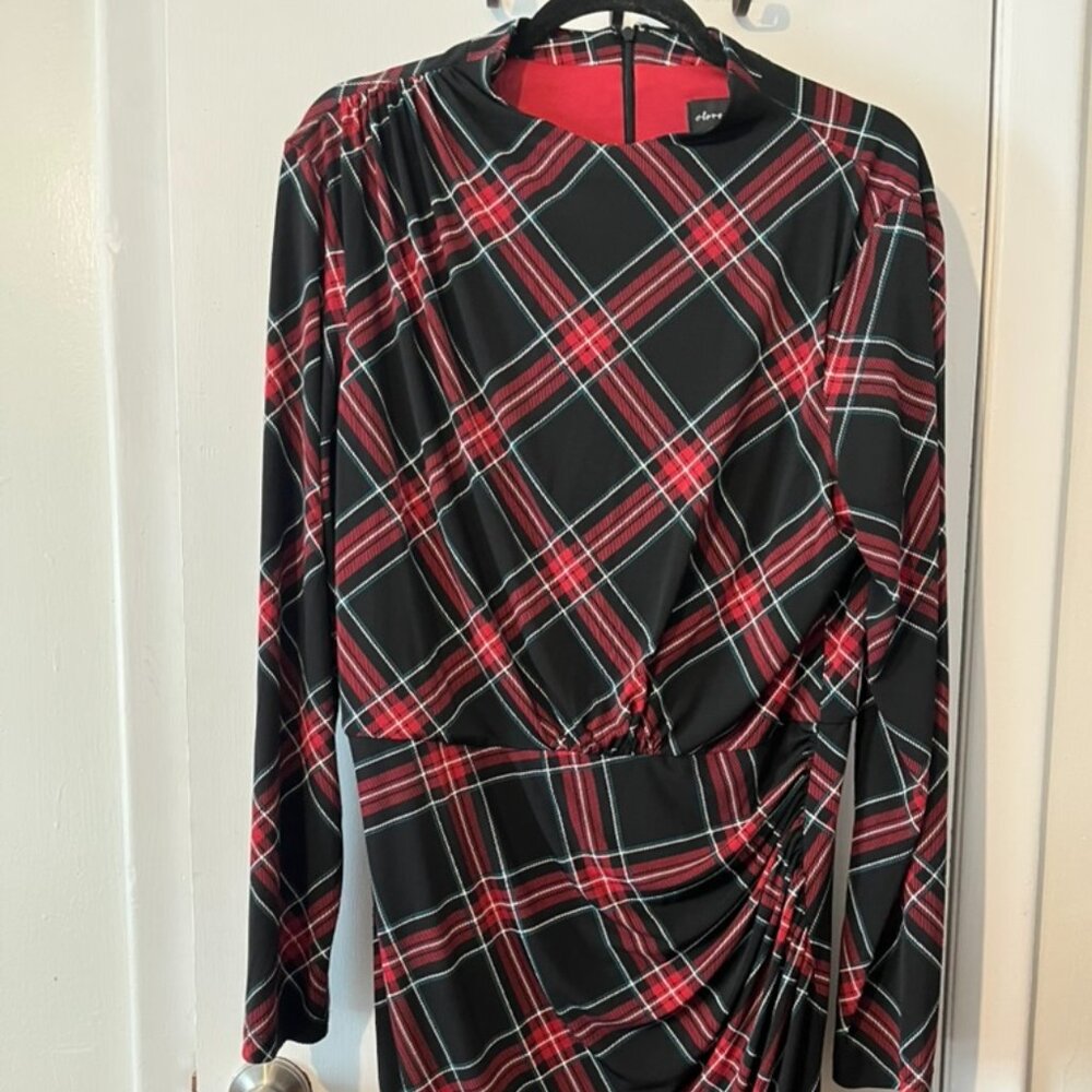 CLOVER AND SLOANE PLAID LONG SLEEVE DRESS SZ 16